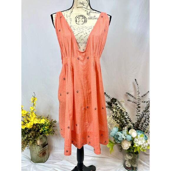 Free People Crushin On You Cotton Beaded Striped Dress - Picture 3 of 16